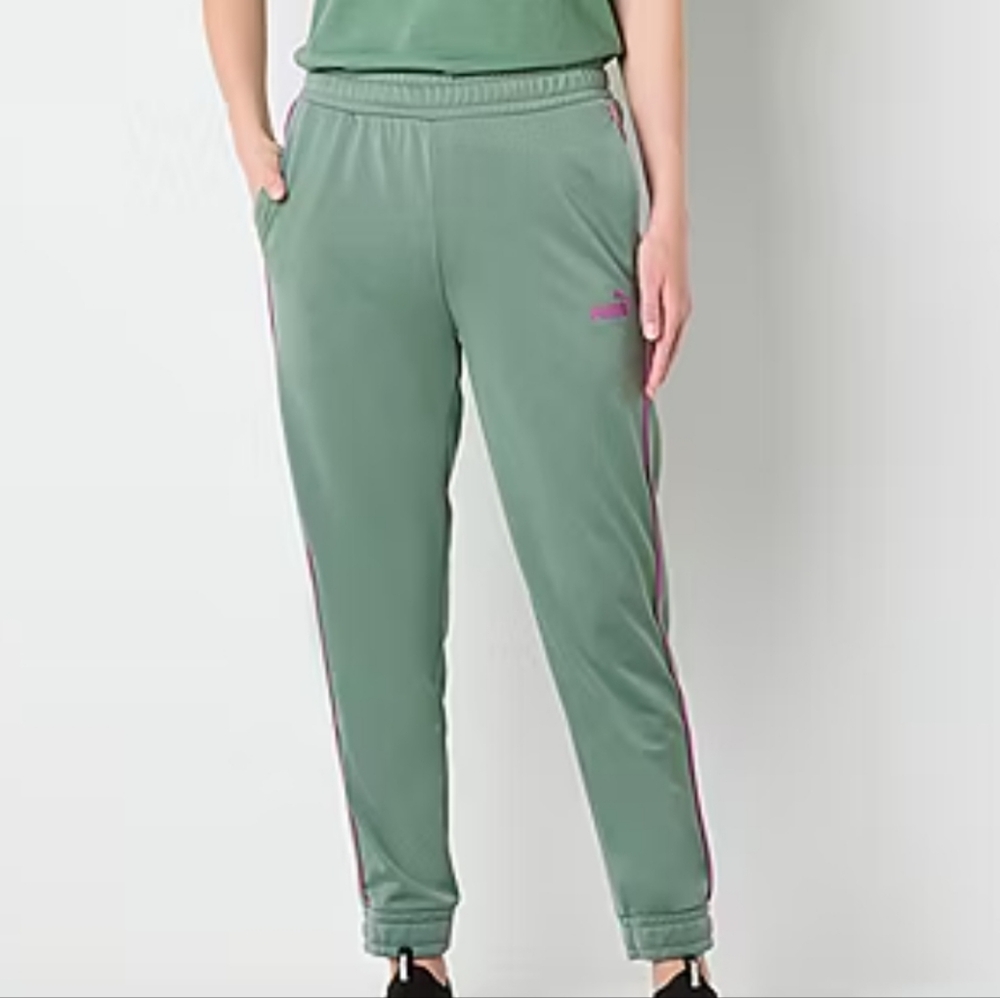Puma Trackpants Green Purple Athleisure Straight Leg Mid Rise XS New With Tags